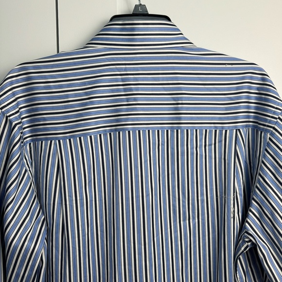 Scott Barber Men's Button Up Dress Shirt Button Down Blue Strip Size Large - Picture 4 of 7